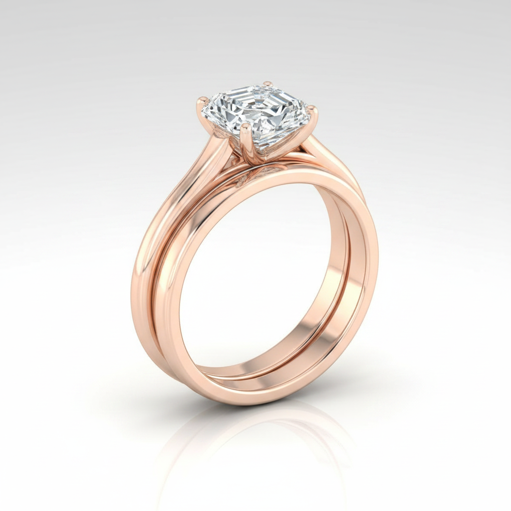 The Ellie Matching Wedding Band, Asscher in 14K Rose Gold | RockHer