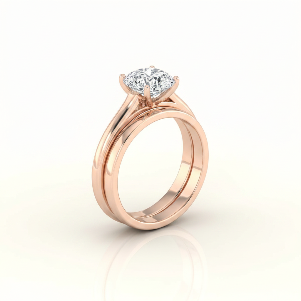 The Ellie Matching Wedding Band, Cushion in 14K Rose Gold | RockHer