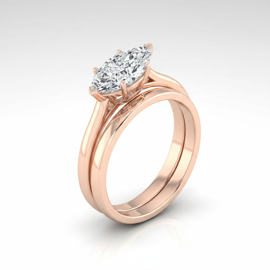 The Ellie Matching Wedding Band, Marquise in 14K Rose Gold | RockHer