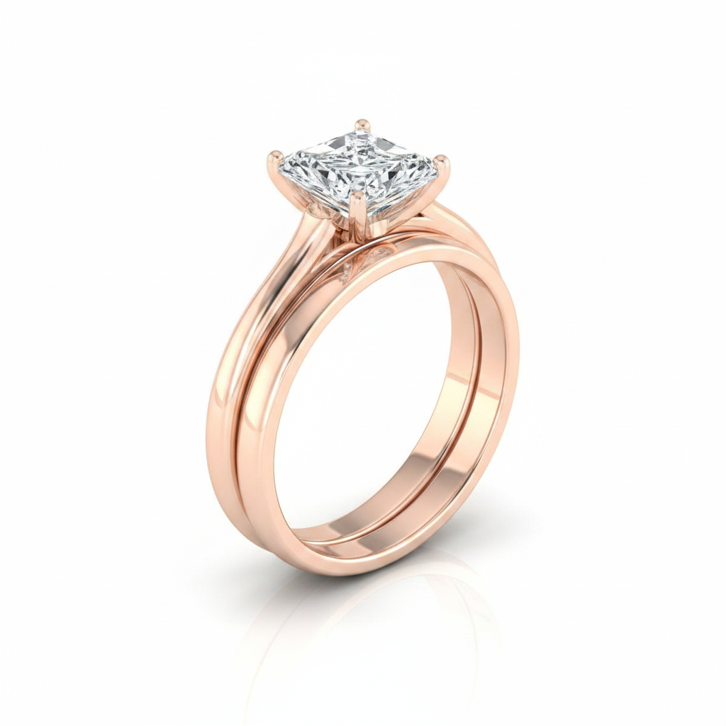 The Ellie Matching Wedding Band, Radiant in 14K Rose Gold | RockHer