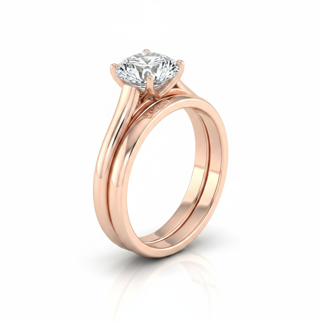 The Ellie Matching Wedding Band, Round in 14K Rose Gold | RockHer