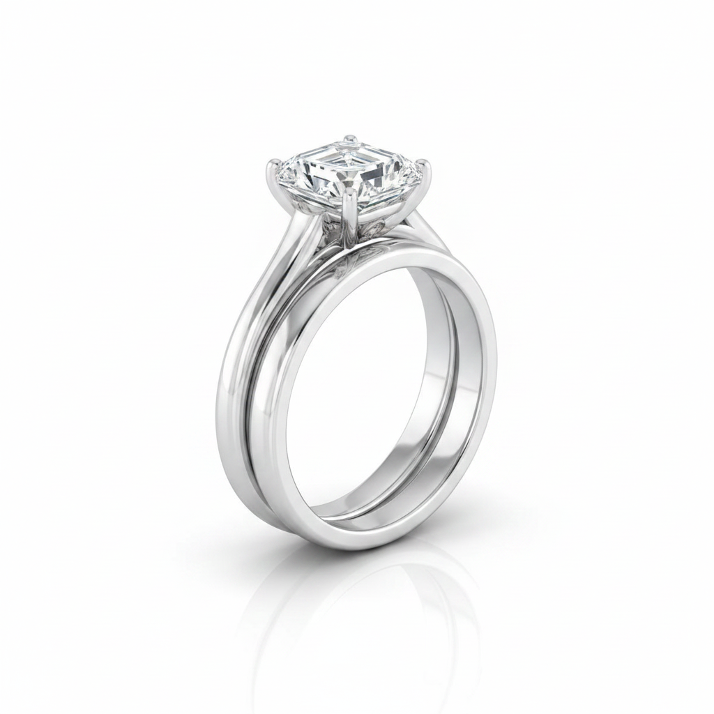 The Ellie Matching Wedding Band, Asscher in 18K White Gold | RockHer