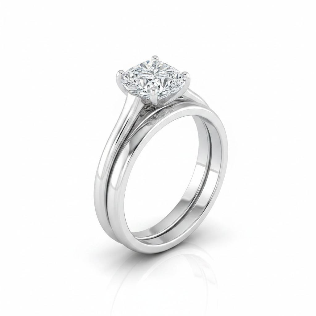 The Ellie Matching Wedding Band, Heart in 18K White Gold | RockHer