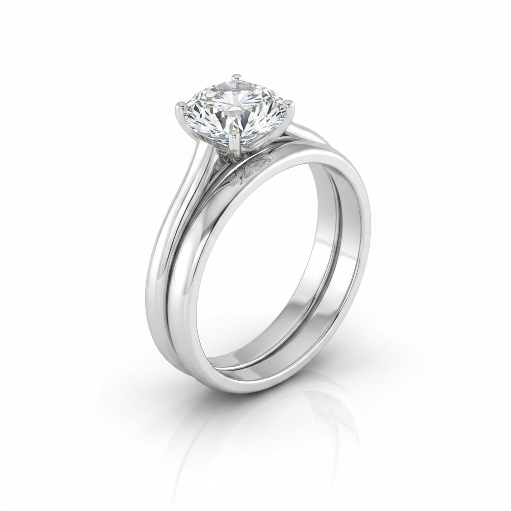 The Ellie Matching Wedding Band, Round in 18K White Gold | RockHer
