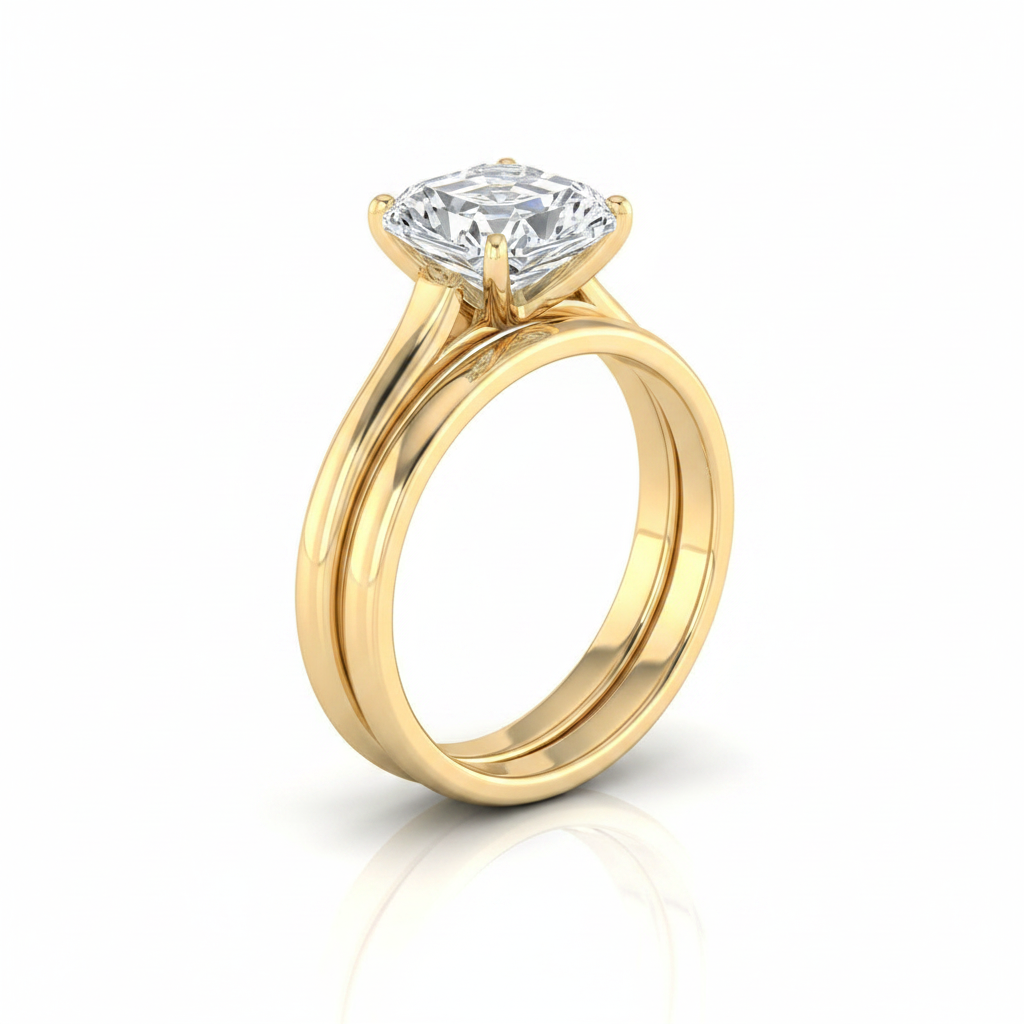 The Ellie Matching Wedding Band, Asscher in 18K Yellow Gold | RockHer