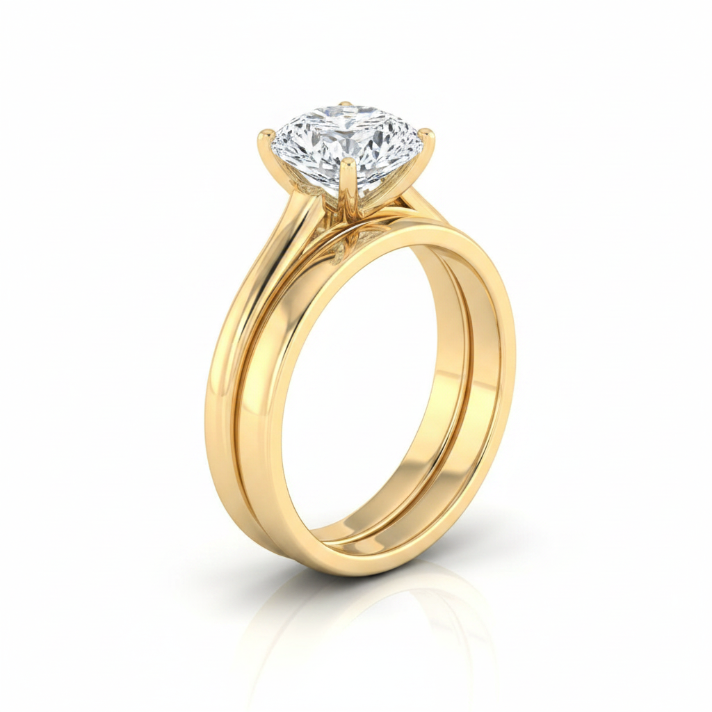 The Ellie Matching Wedding Band, Cushion in 18K Yellow Gold | RockHer