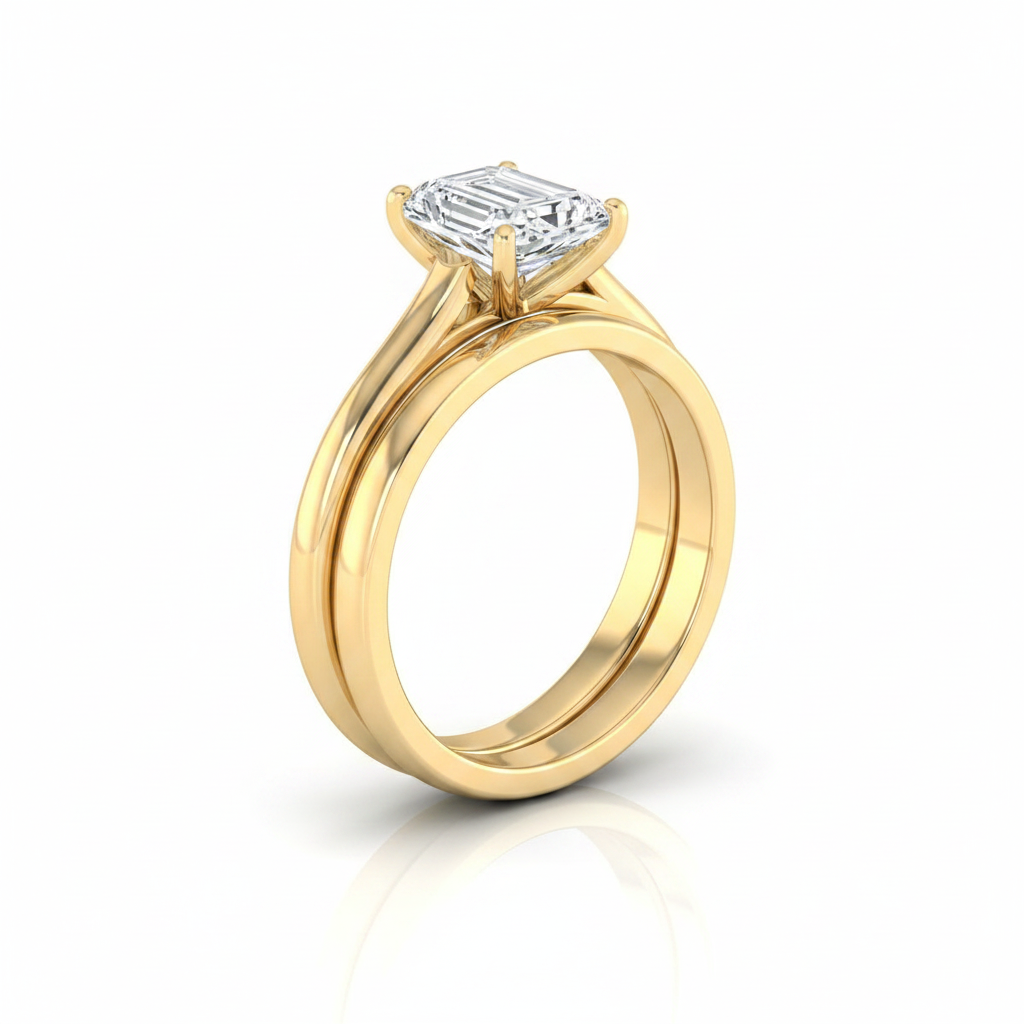 The Ellie Matching Wedding Band, Emerald in 18K Yellow Gold | RockHer