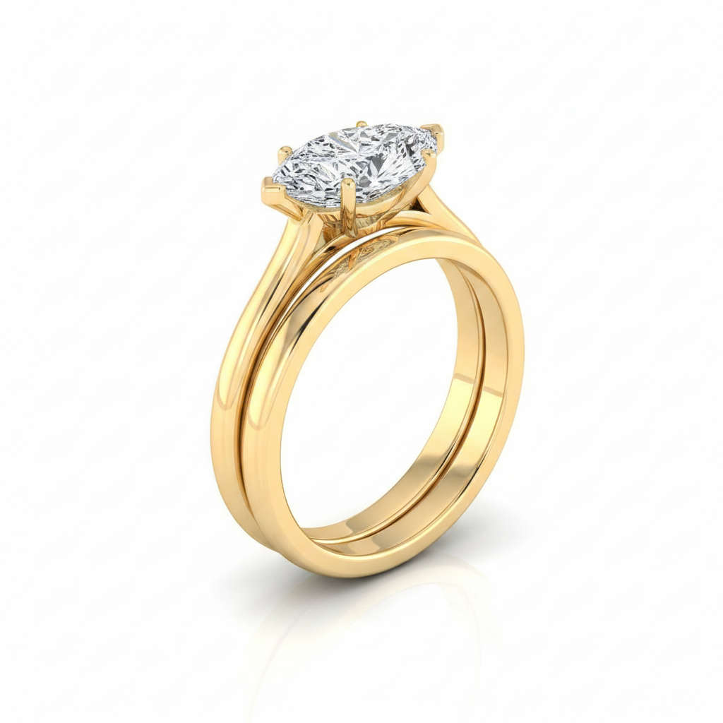 The Ellie Matching Wedding Band, Marquise in 18K Yellow Gold | RockHer