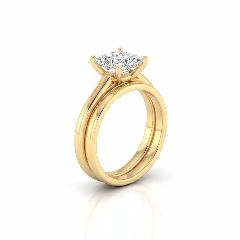 The Ellie Matching Wedding Band, Princess in 18K Yellow Gold | RockHer