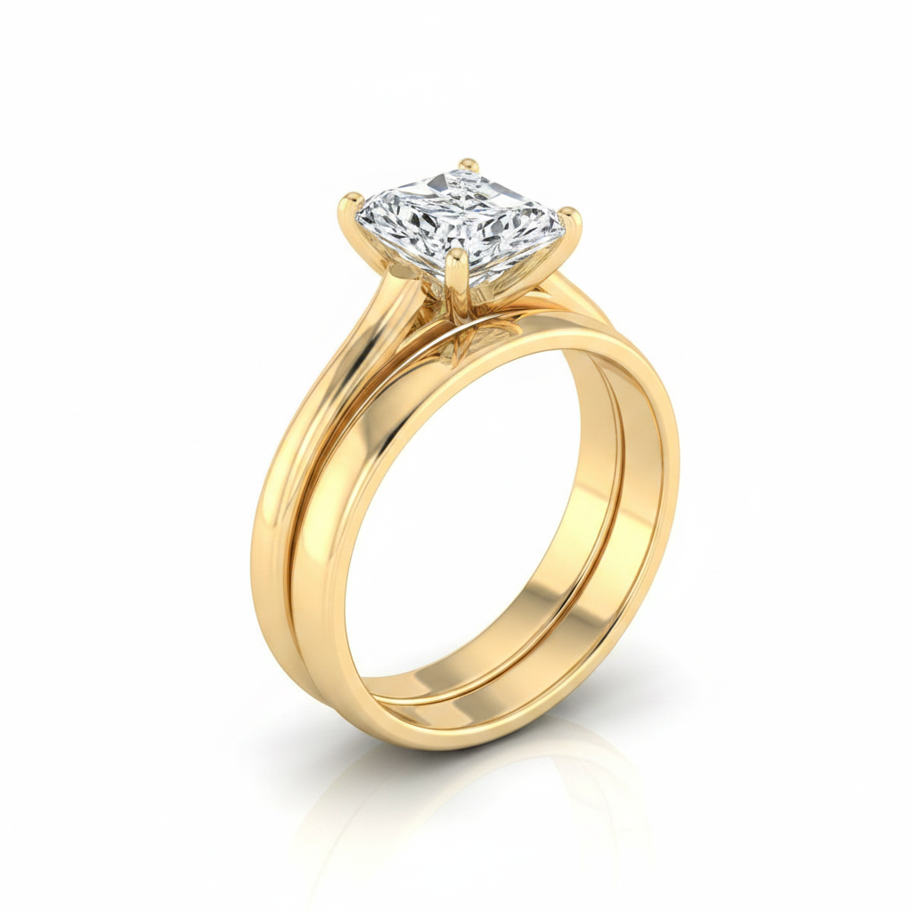 The Ellie Matching Wedding Band, Radiant in 18K Yellow Gold | RockHer