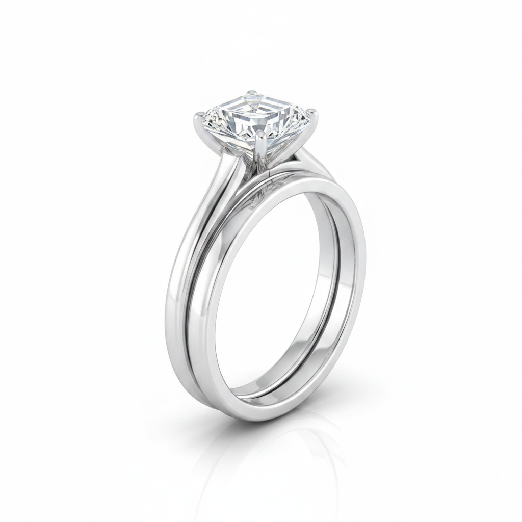 The Ellie Matching Wedding Band, Asscher in Platinum | RockHer