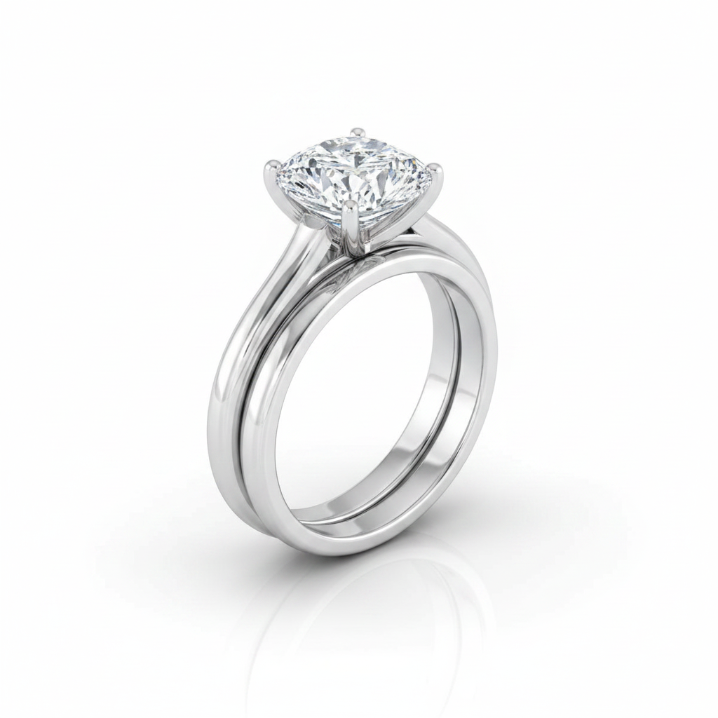 The Ellie Matching Wedding Band, Cushion in Platinum | RockHer