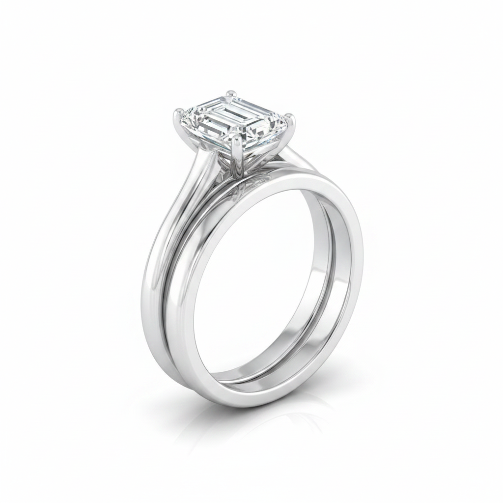 The Ellie Matching Wedding Band, Emerald in Platinum | RockHer