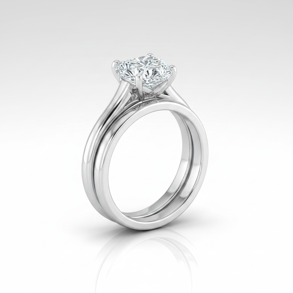 The Ellie Matching Wedding Band, Heart in Platinum | RockHer