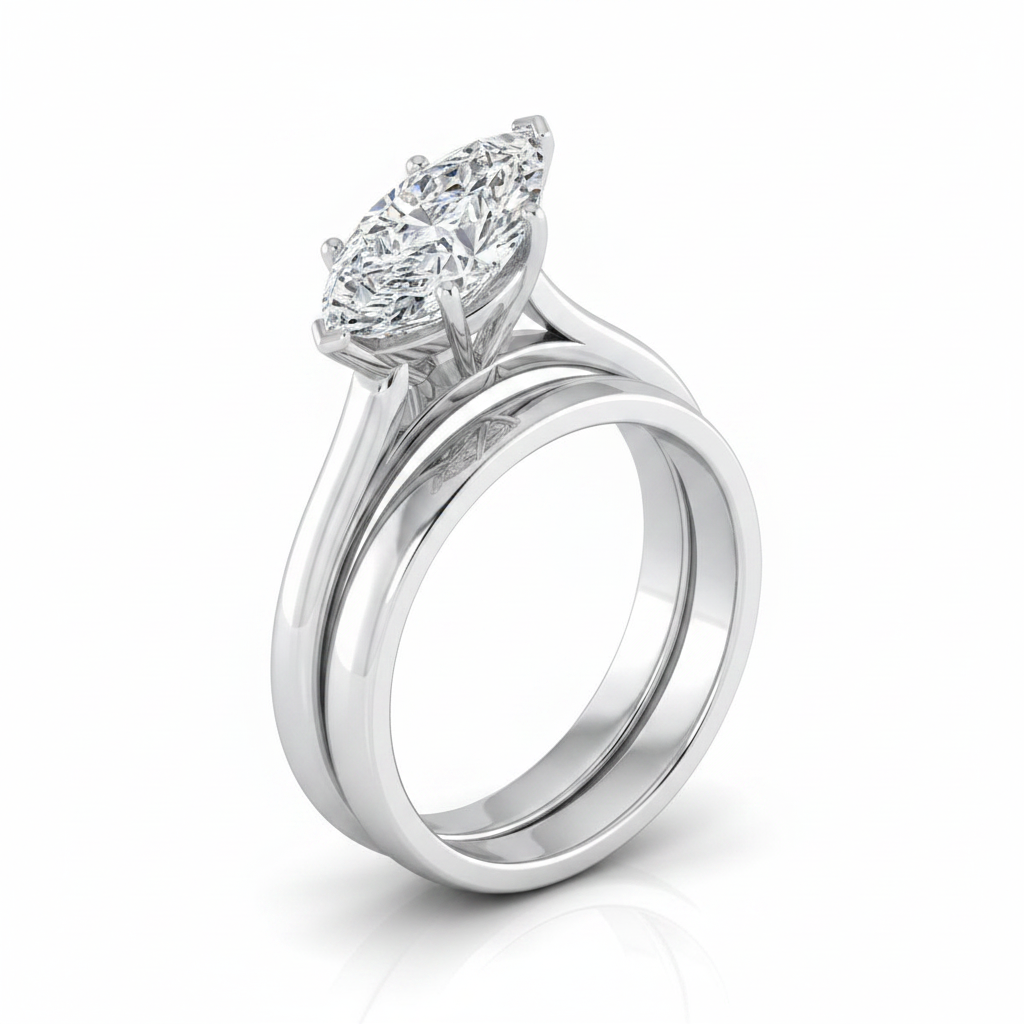 The Ellie Matching Wedding Band, Marquise in Platinum | RockHer