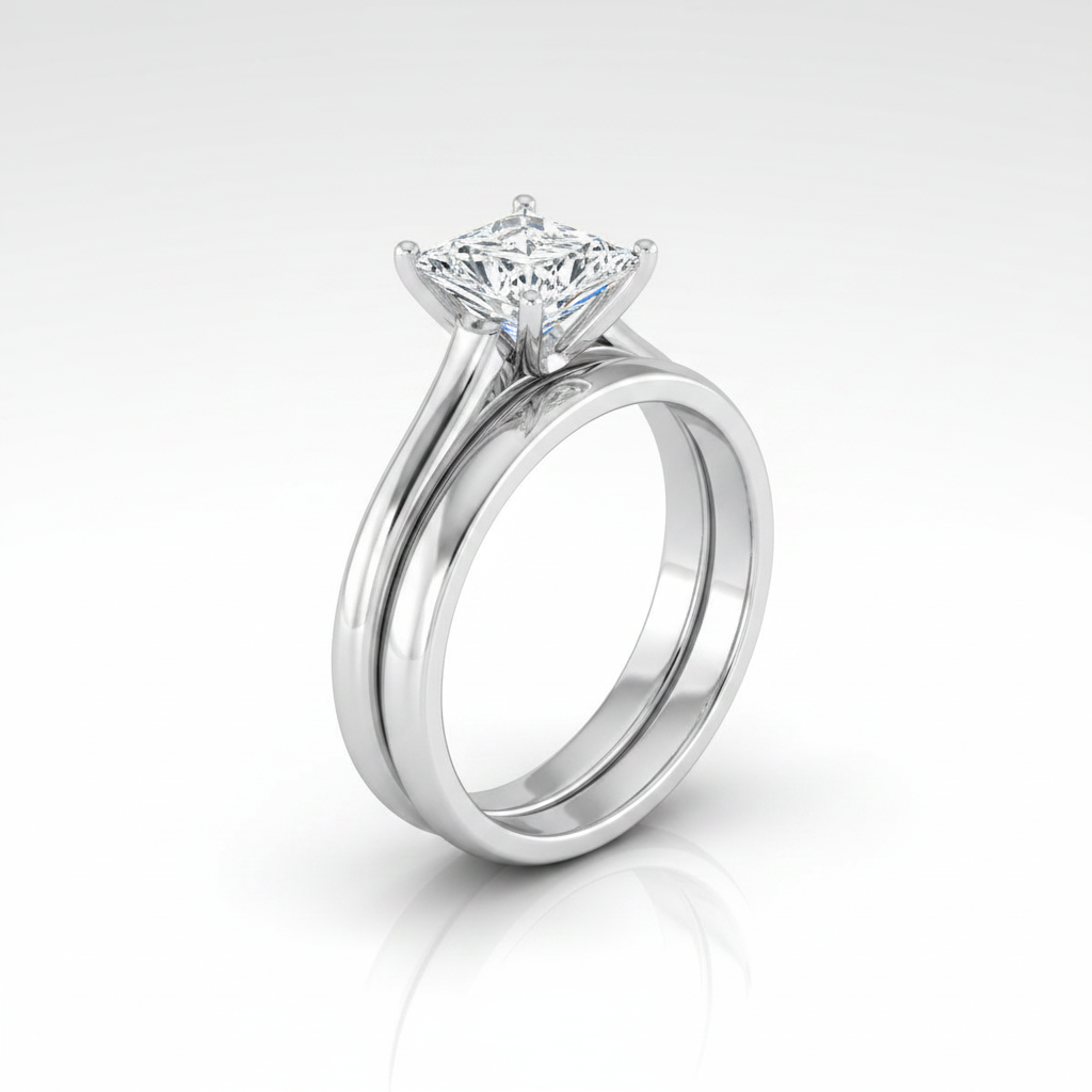 The Ellie Matching Wedding Band, Princess in Platinum | RockHer