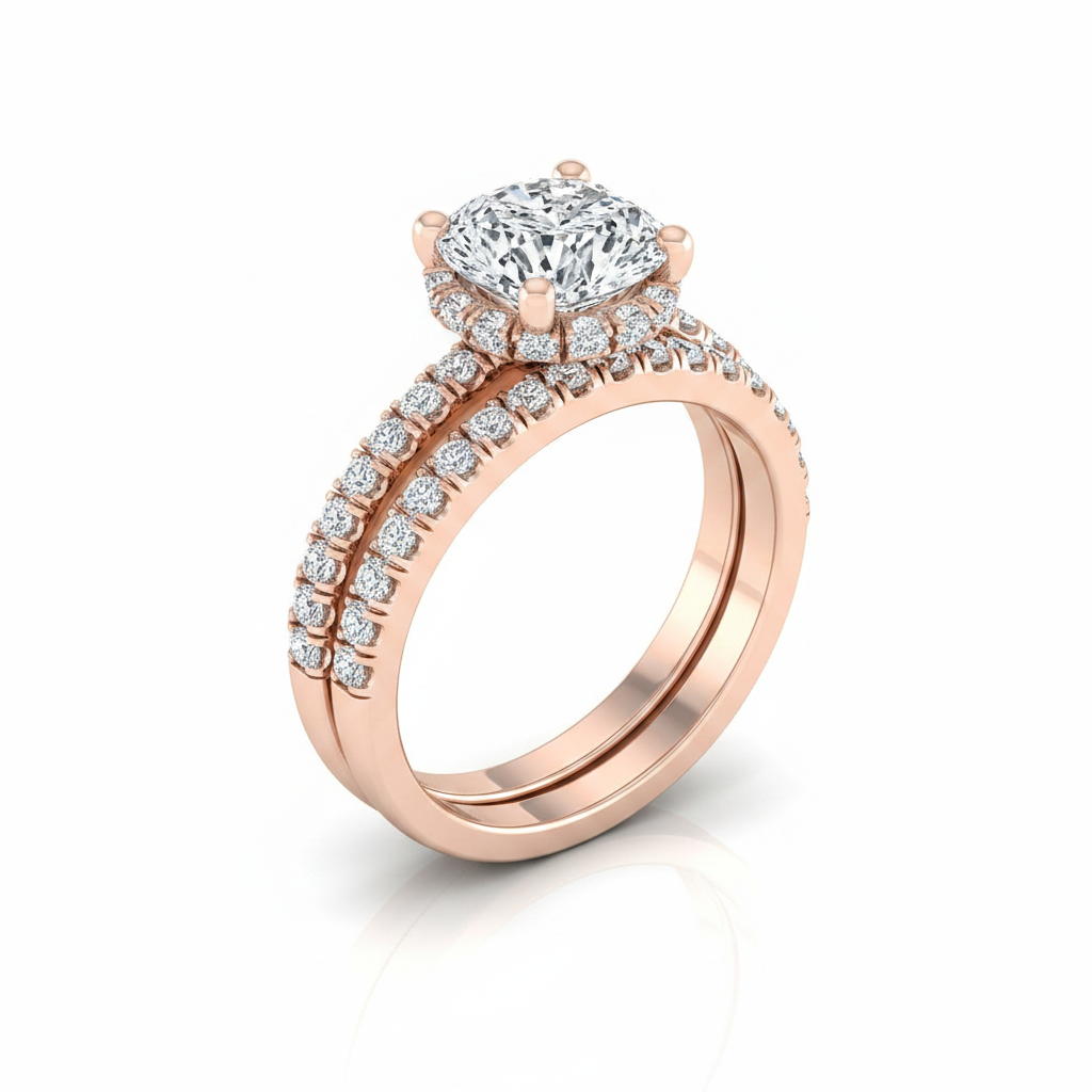 The Elliott Matching Wedding Band, Cushion in 14K Rose Gold | RockHer