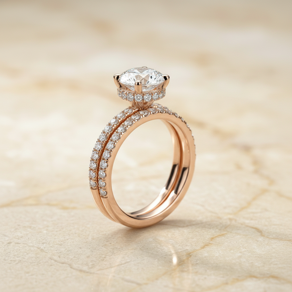 The Elliott Matching Wedding Band, Round in 14K Rose Gold | RockHer
