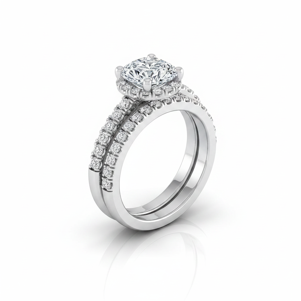 The Elliott Matching Wedding Band, Cushion in 18K White Gold | RockHer
