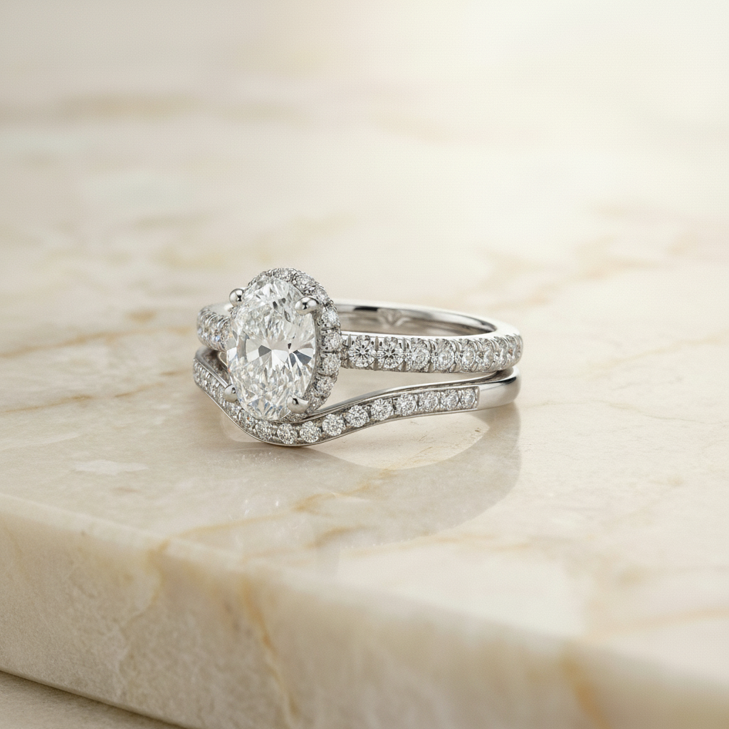 The Elliott Matching Wedding Band, Oval in 18K White Gold | RockHer