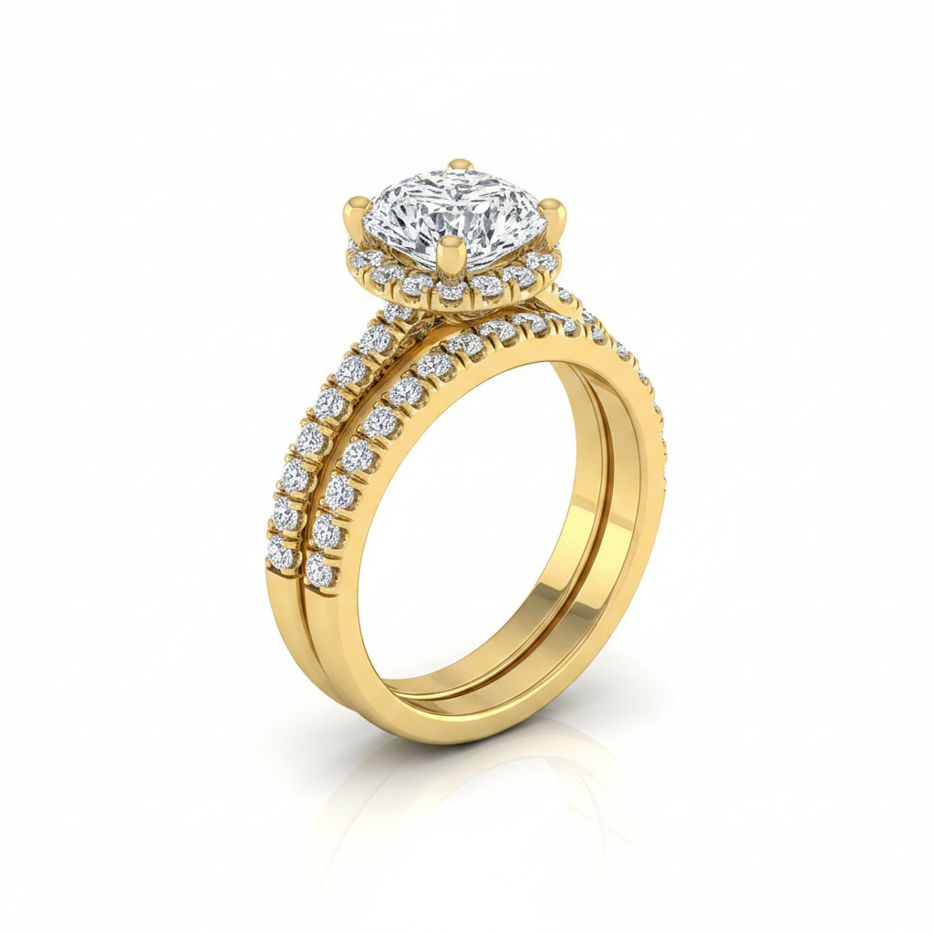 The Elliott Matching Wedding Band, Cushion in 18K Yellow Gold | RockHer