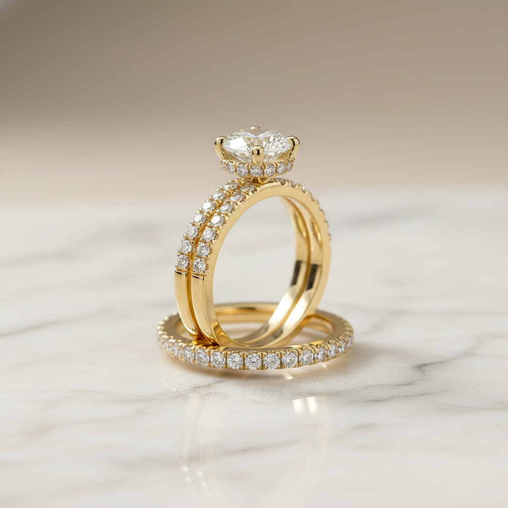 The Elliott Matching Wedding Band, Round in 18K Yellow Gold | RockHer
