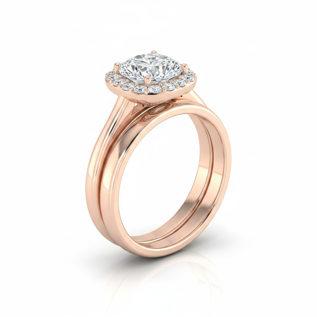 The Etta Matching Wedding Band, Cushion in 14K Rose Gold