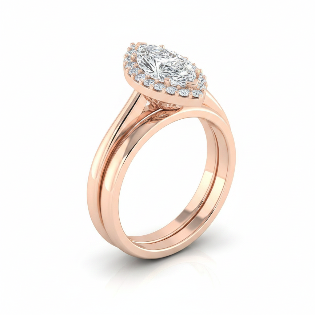 The Etta Matching Wedding Band, Marquise in 14K Rose Gold
