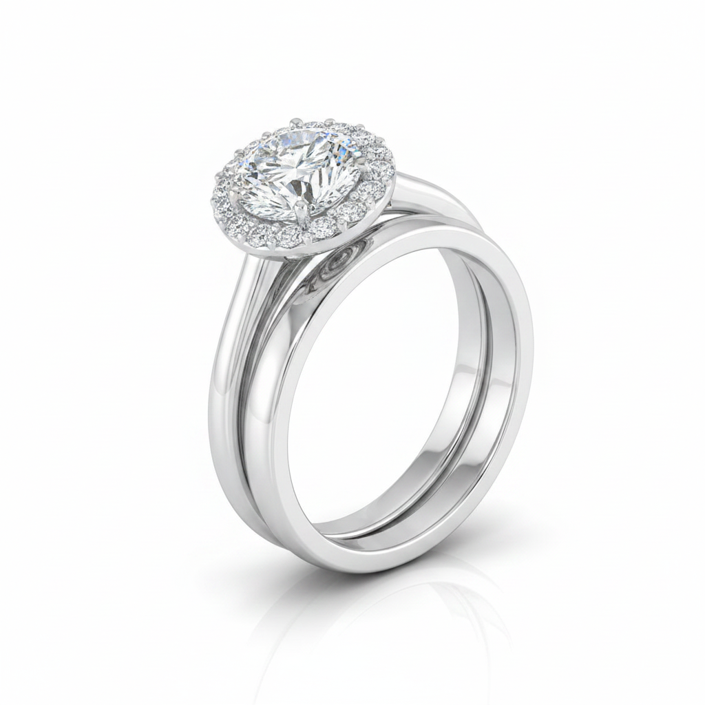 The Etta Matching Wedding Band, Round in 18K White Gold