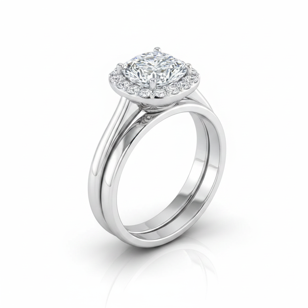 The Etta Matching Wedding Band, Cushion in Platinum