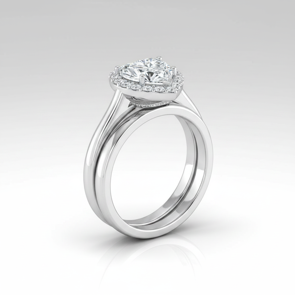 The Etta Matching Wedding Band, Heart in Platinum