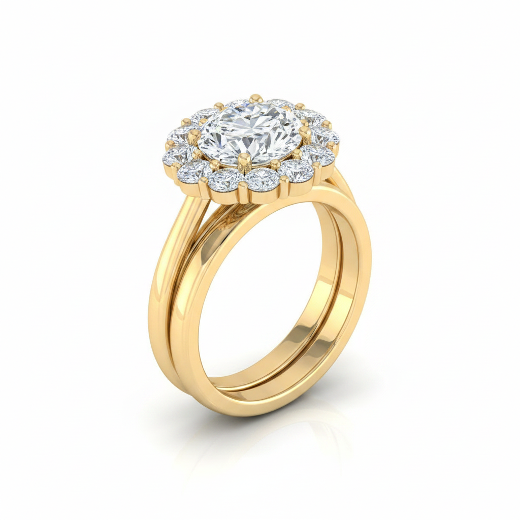 The Faith Matching Wedding Band, Oval in 18K Yellow Gold
