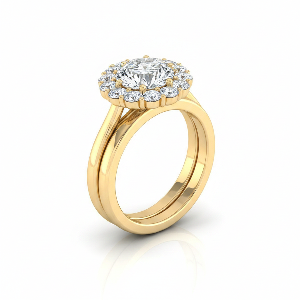 The Faith Matching Wedding Band, Round in 18K Yellow Gold