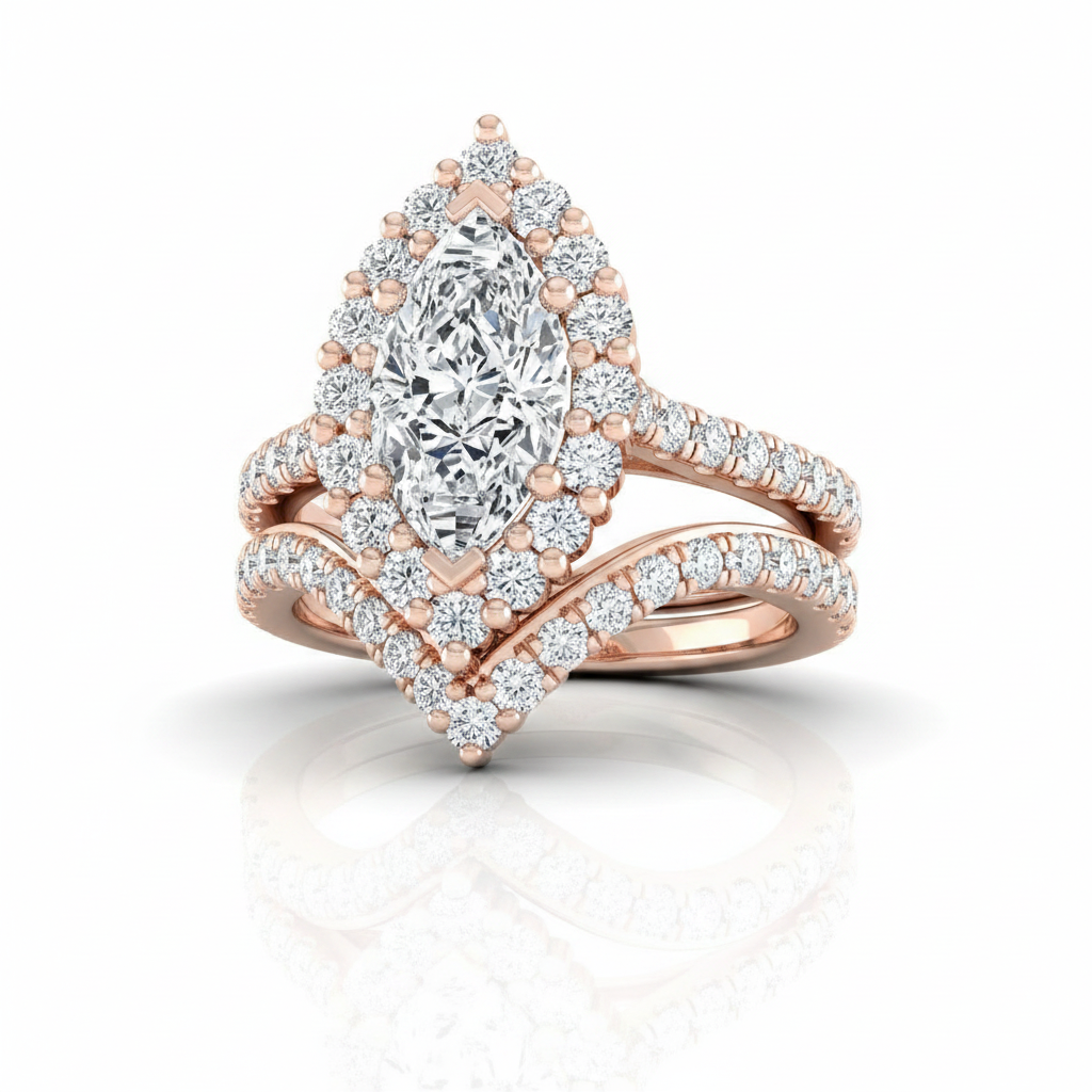 The Fiona Matching Wedding Band, Marquise in 14K Rose Gold | RockHer