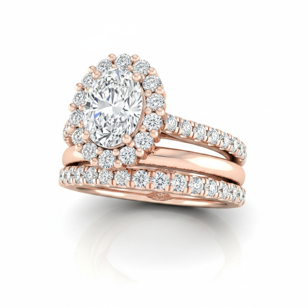 The Fiona Matching Wedding Band, Oval in 14K Rose Gold | RockHer