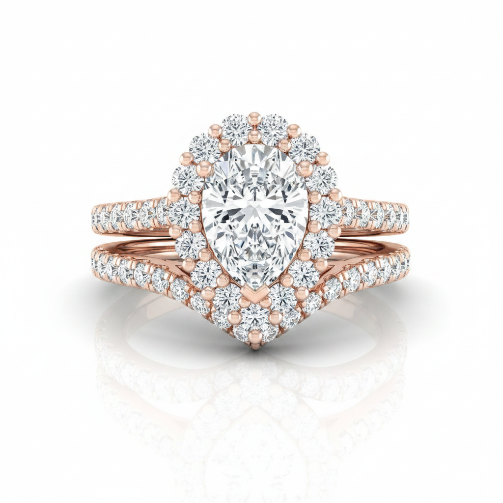 The Fiona Matching Wedding Band, Pear in 14K Rose Gold | RockHer