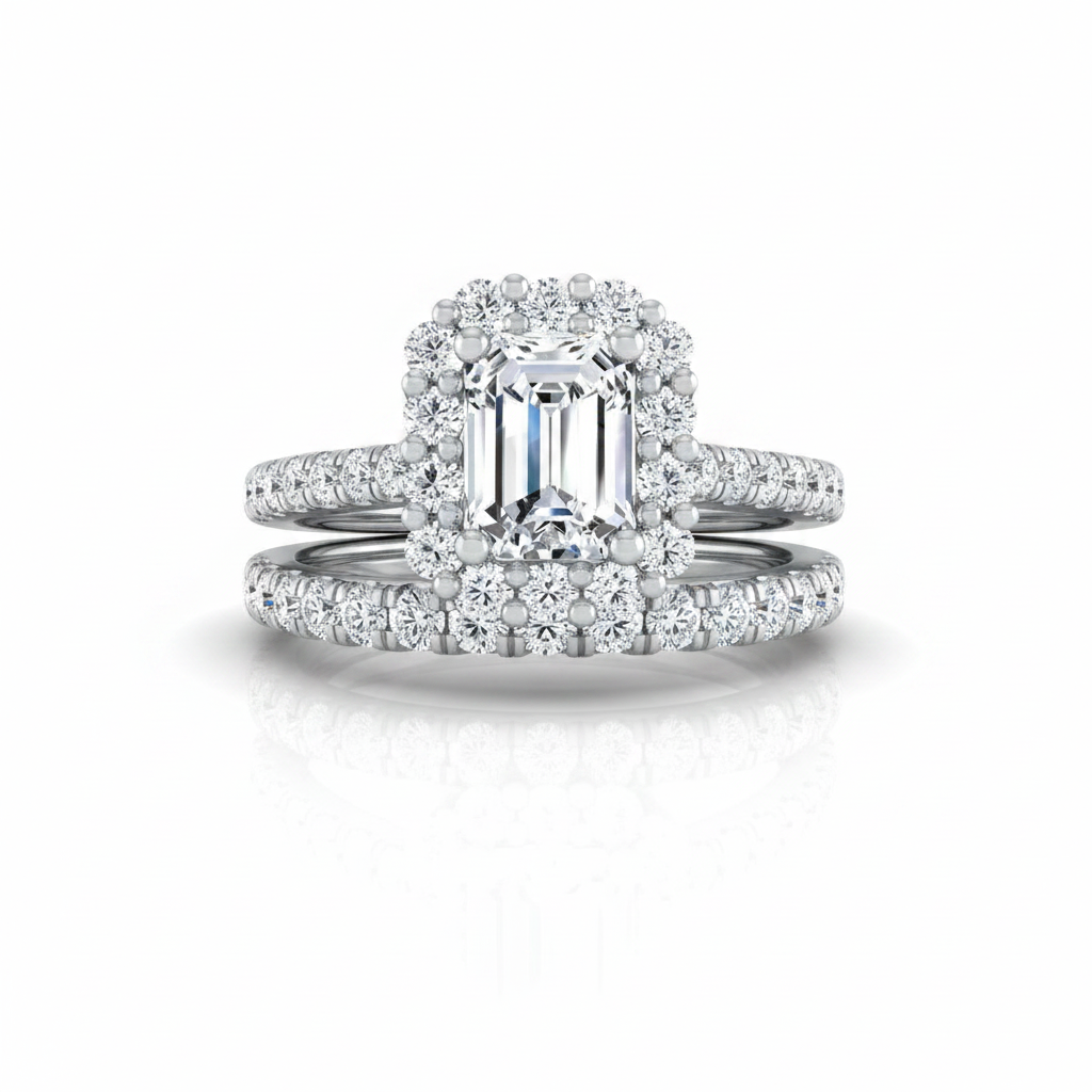 The Fiona Matching Wedding Band, Emerald in 18K White Gold | RockHer