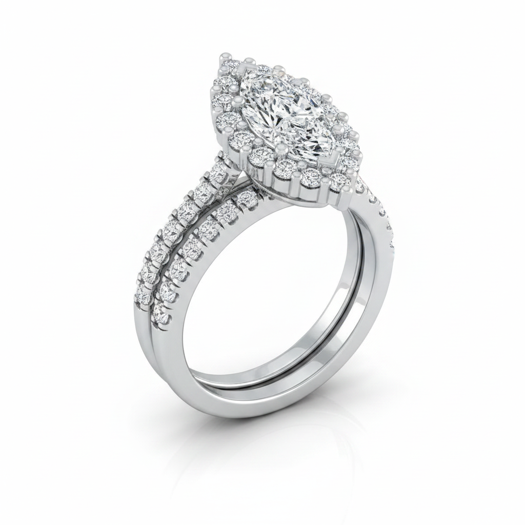 The Fiona Matching Wedding Band, Marquise in 18K White Gold | RockHer