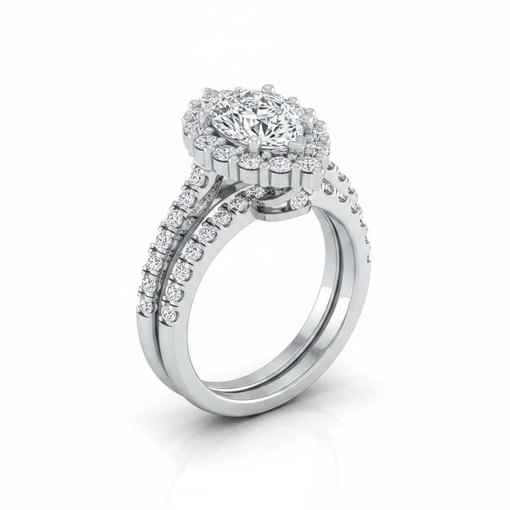 The Fiona Matching Wedding Band, Pear in 18K White Gold | RockHer