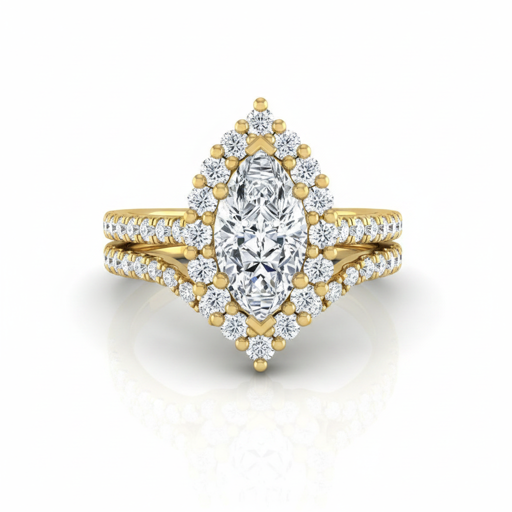The Fiona Matching Wedding Band, Marquise in 18K Yellow Gold | RockHer