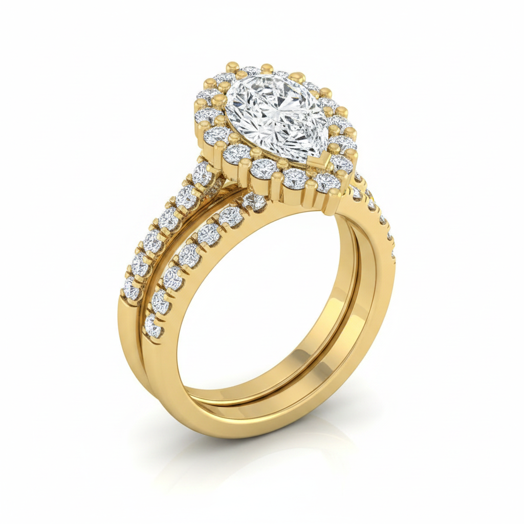 The Fiona Matching Wedding Band, Pear in 18K Yellow Gold | RockHer