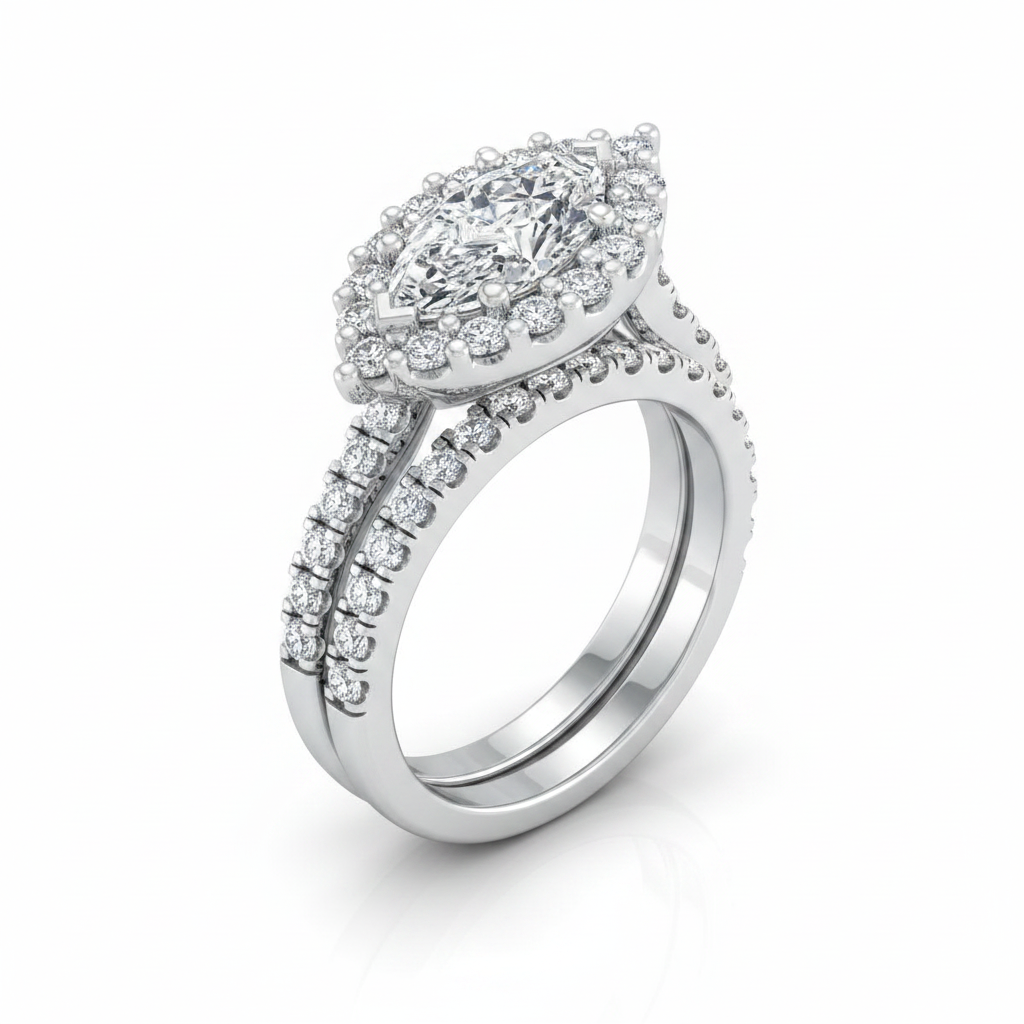 The Fiona Matching Wedding Band, Marquise in Platinum | RockHer