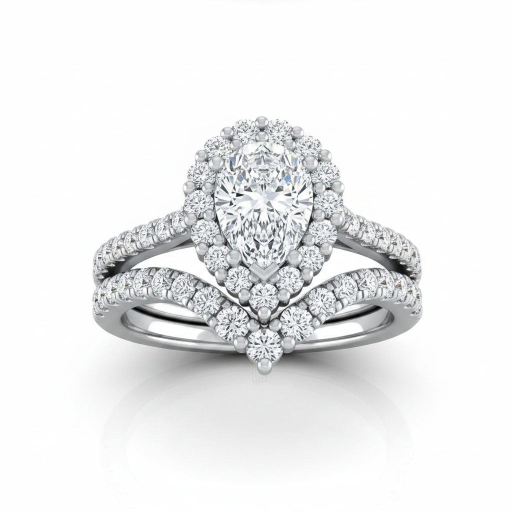 The Fiona Matching Wedding Band, Pear in Platinum | RockHer