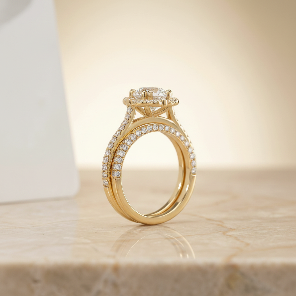 The Florence Matching Wedding Band, Round in 18K Yellow Gold