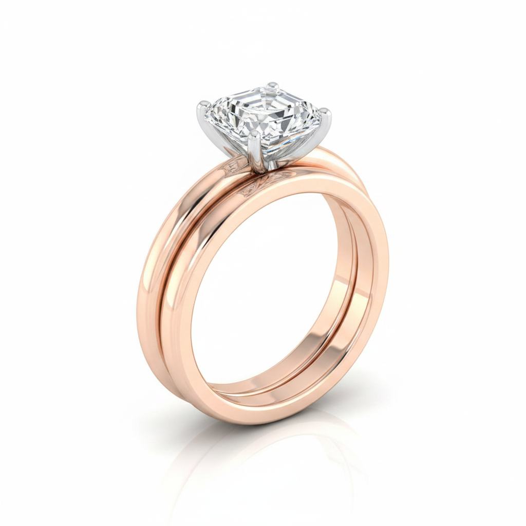 The Floria Matching Wedding Band, Asscher in 14K Rose Gold | RockHer