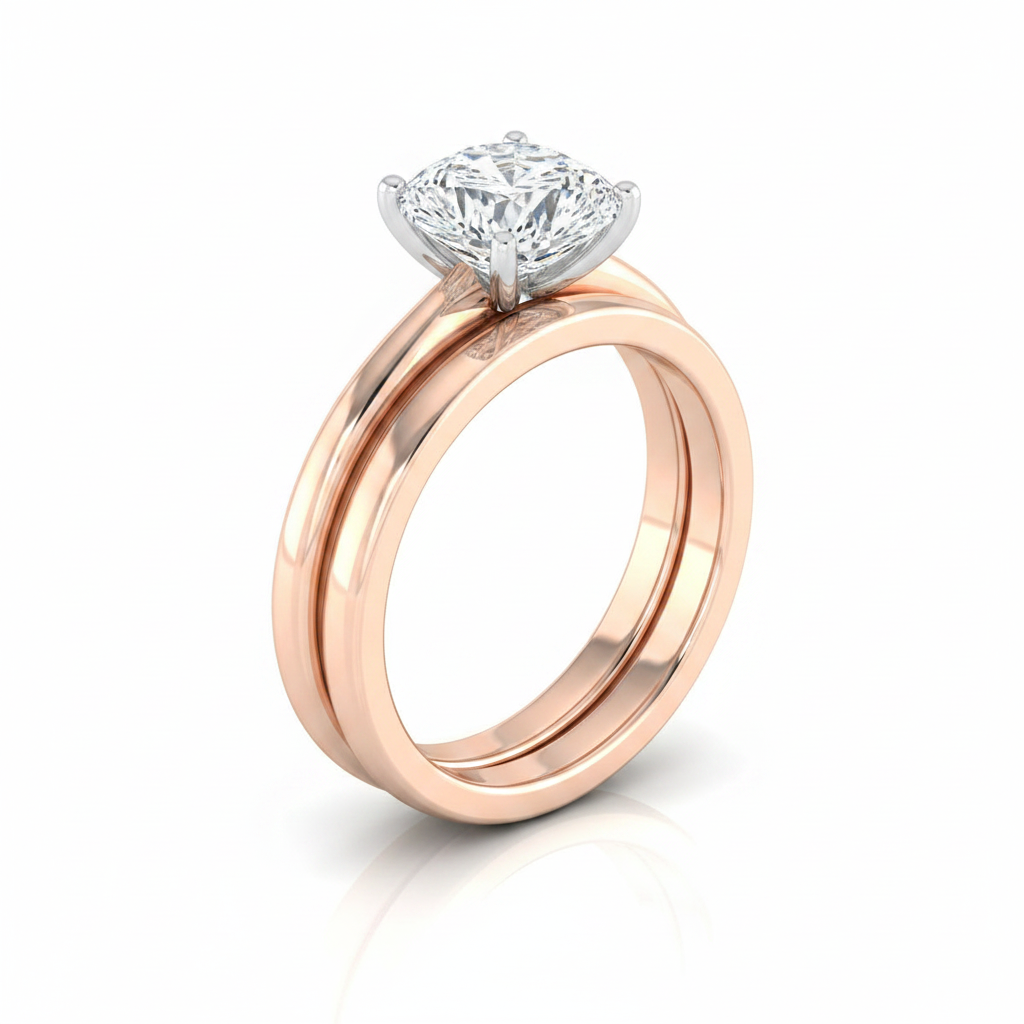 The Floria Matching Wedding Band, Cushion in 14K Rose Gold | RockHer