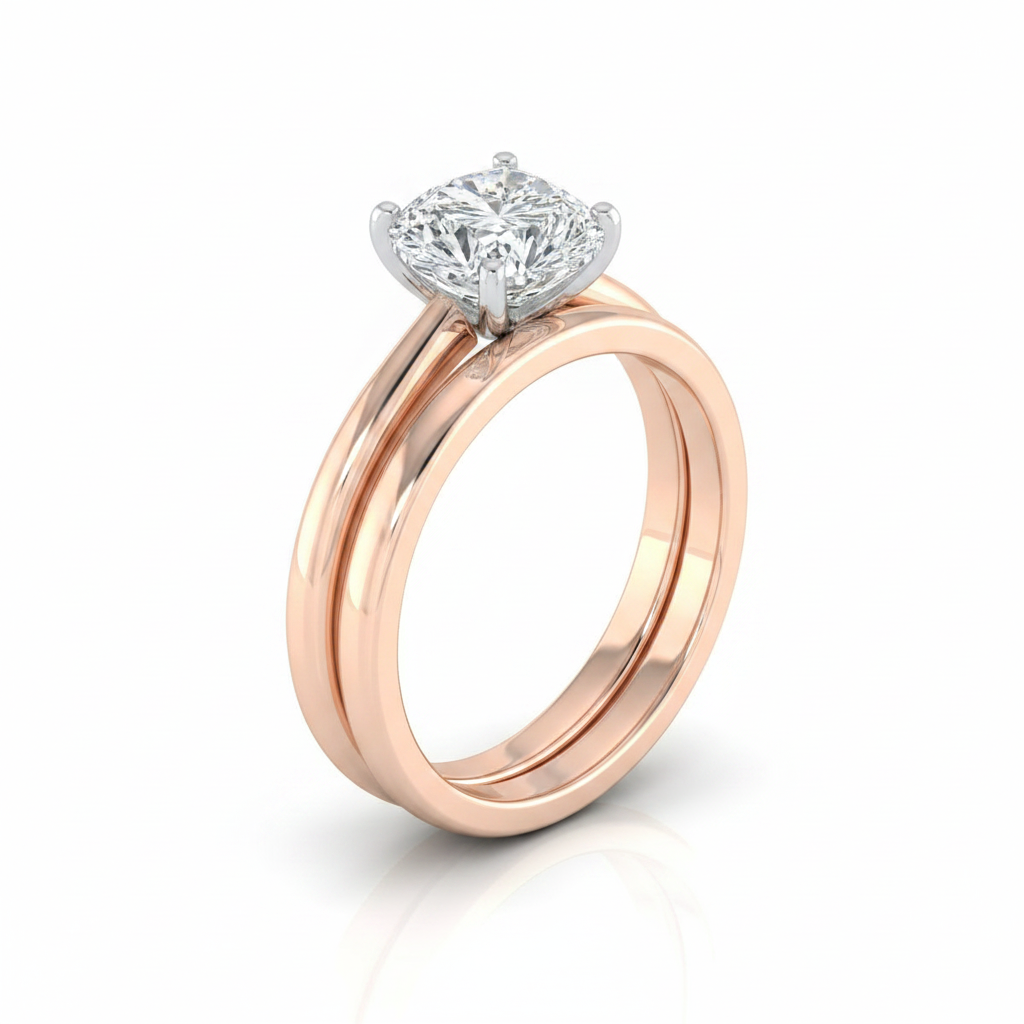 The Floria Matching Wedding Band, Heart in 14K Rose Gold | RockHer