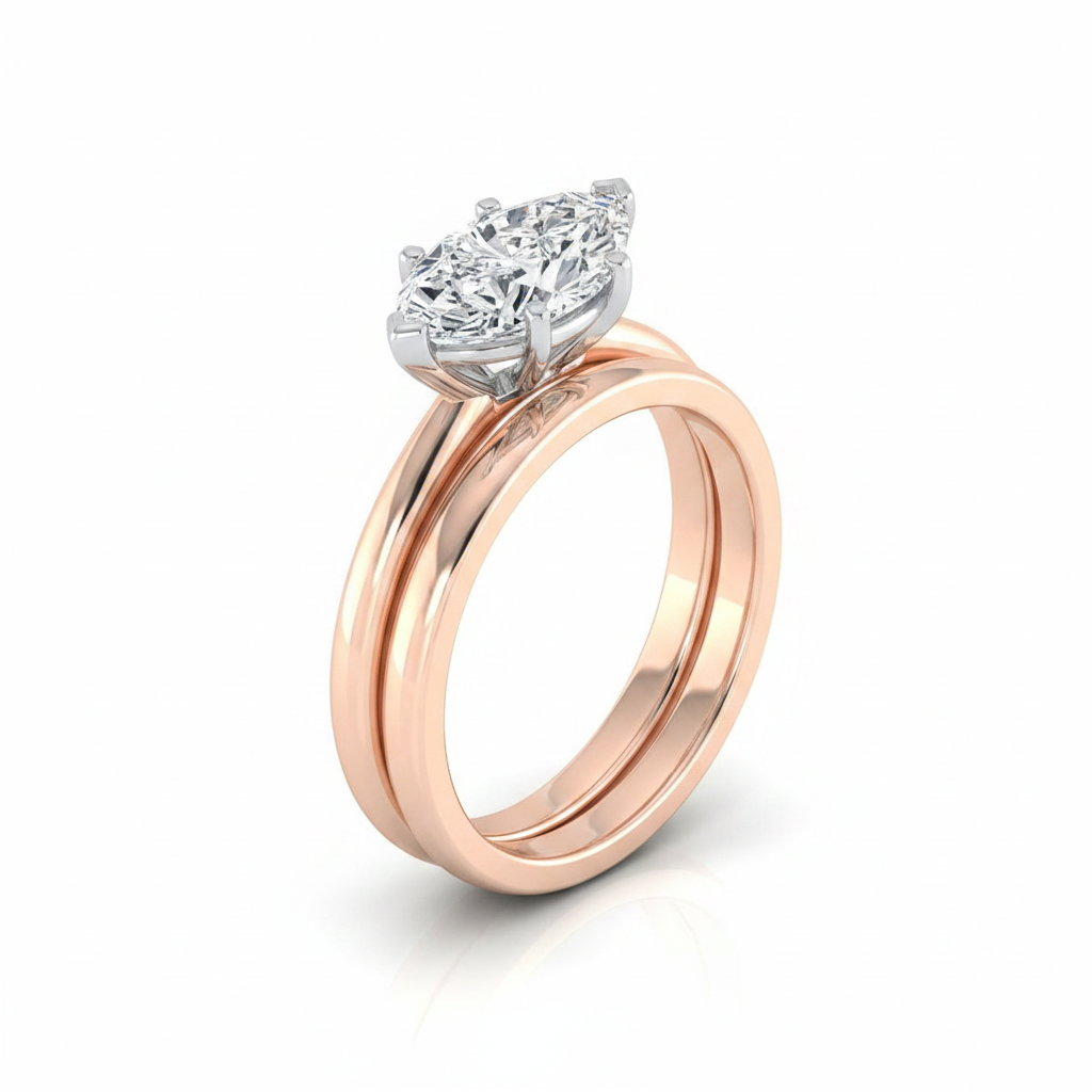 The Floria Matching Wedding Band, Marquise in 14K Rose Gold | RockHer