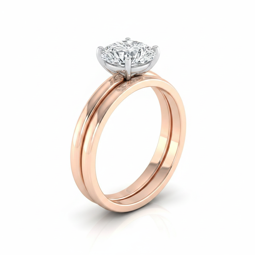 The Floria Matching Wedding Band, Pear in 14K Rose Gold | RockHer