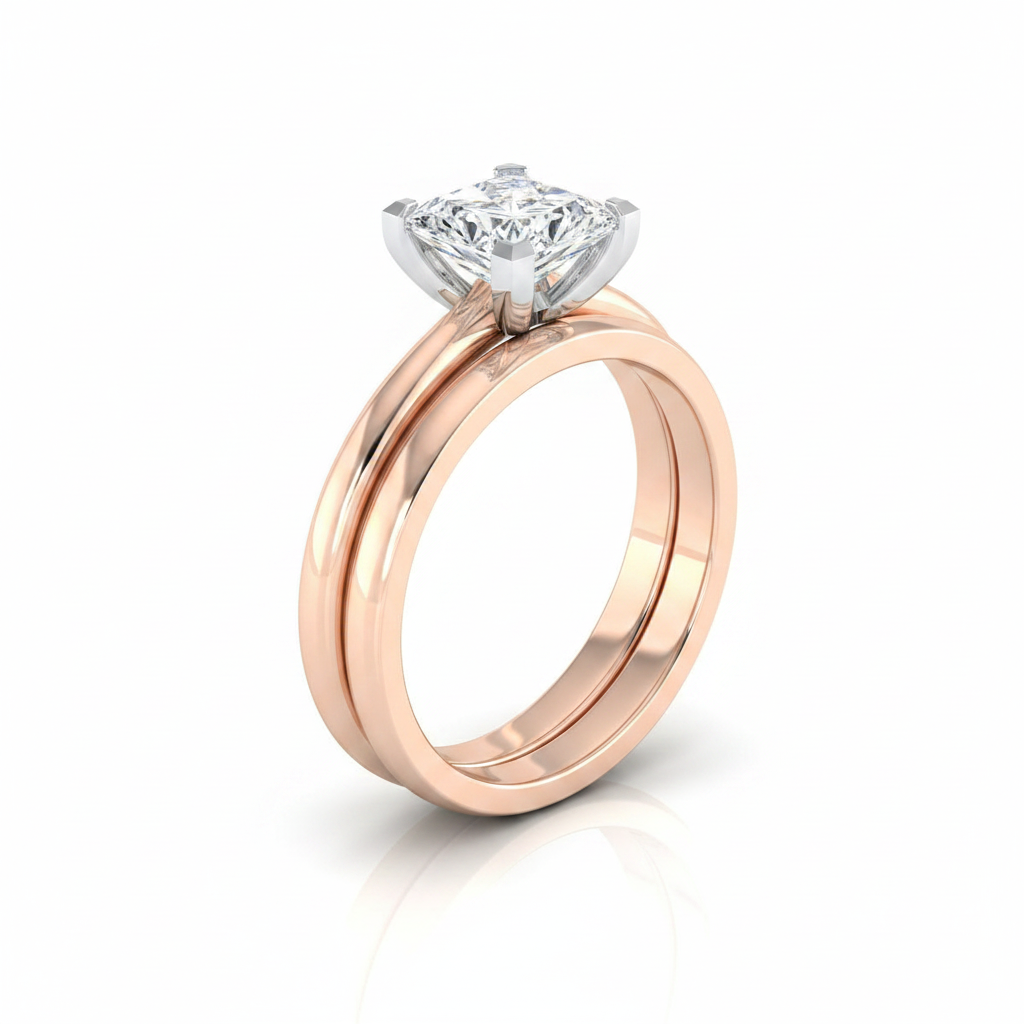 The Floria Matching Wedding Band, Princess in 14K Rose Gold | RockHer